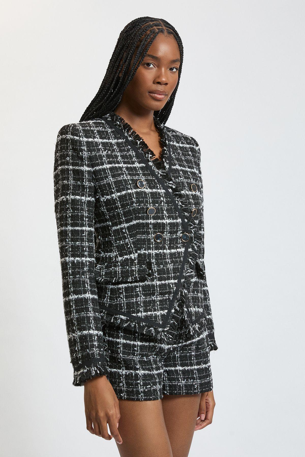 Sparkle Tweed Belted Mini Short by KARENMILLEN