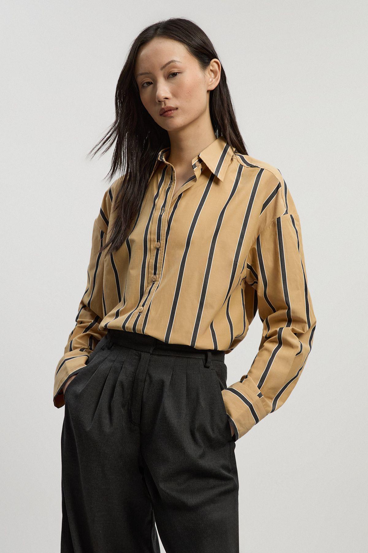 Stripe Cotton Oversize Tailored Essential Shirt by KARENMILLEN