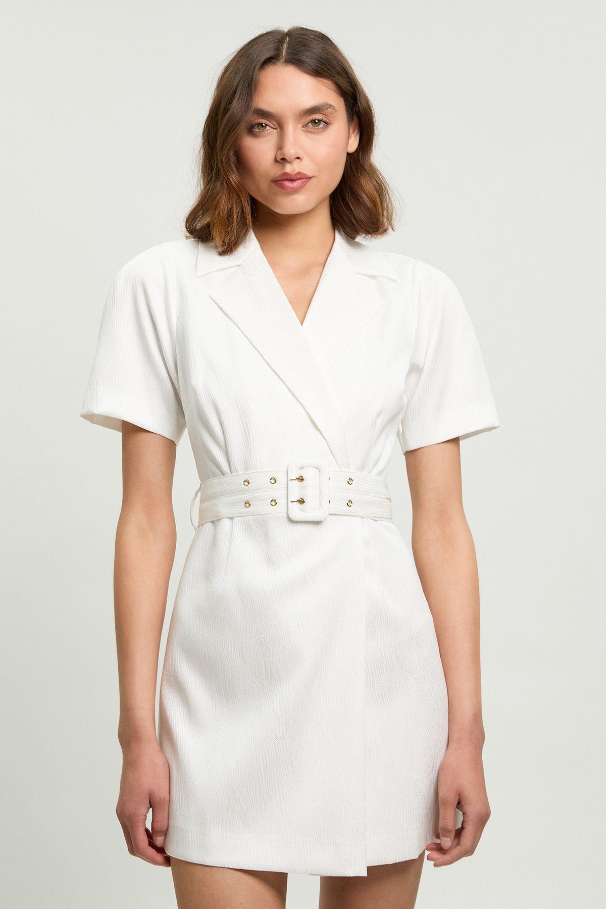 Tailored Belted Blazer mini Dress by KARENMILLEN