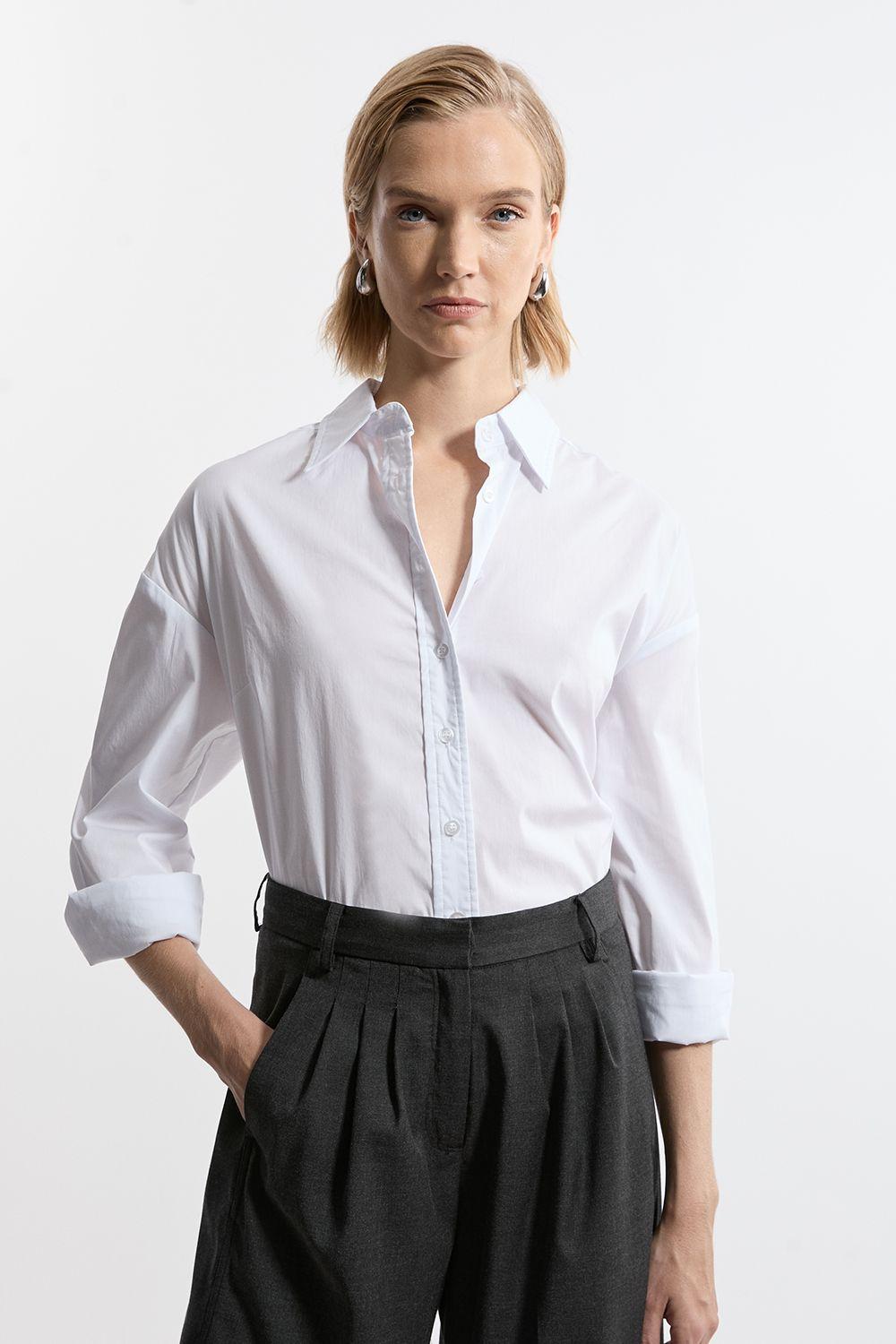 Tailored Cotton Button Through Shirt by KARENMILLEN