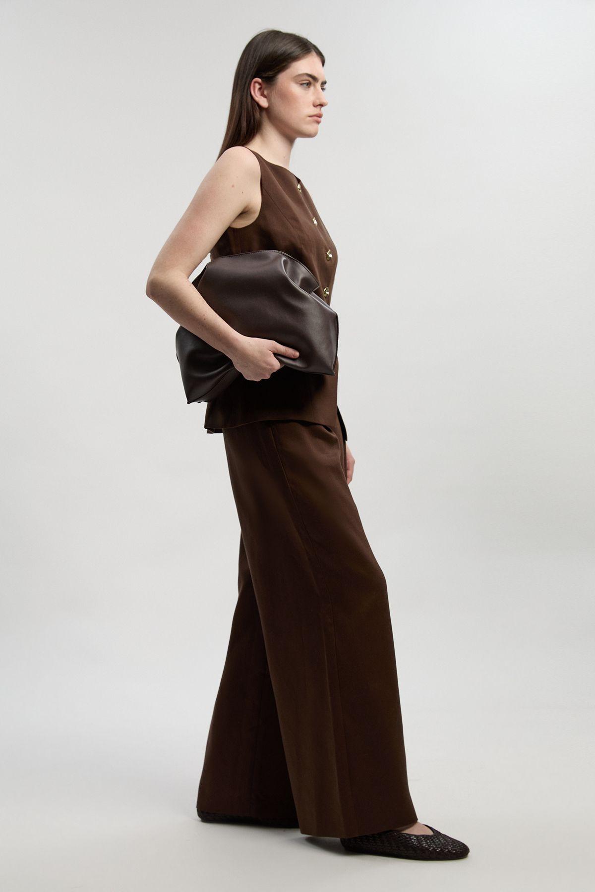 Tailored Linen Wide Leg Trouser. by KARENMILLEN
