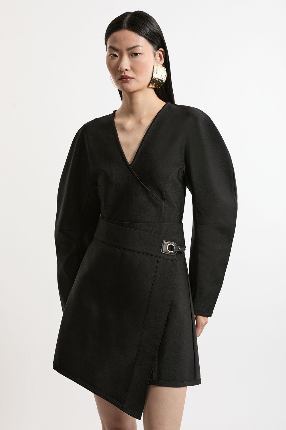 Tall Figure Form Bandage Asymmetric Mini Skirt by KARENMILLEN
