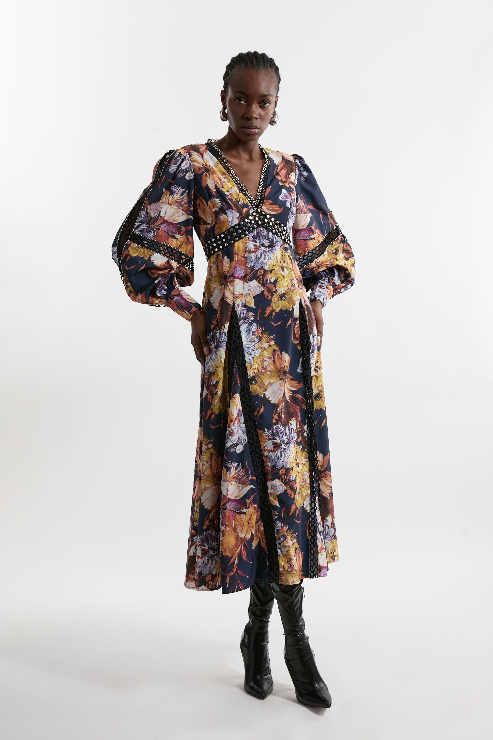 Tall Floral Studded Lace Woven Maxi Dress by KARENMILLEN
