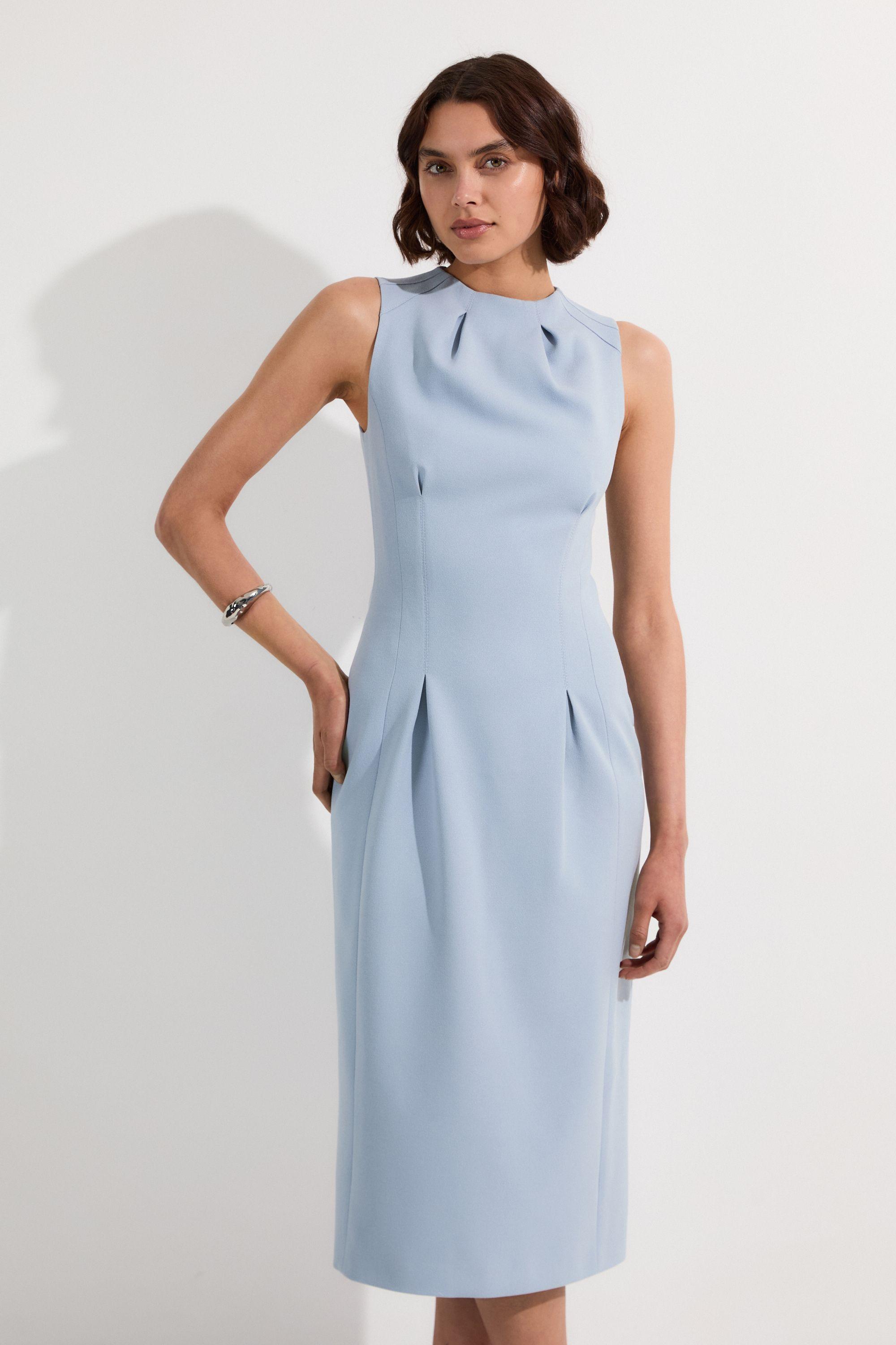 Tall Structured Crepe Sleeveless Tailored Pencil Midi Dress by KARENMILLEN