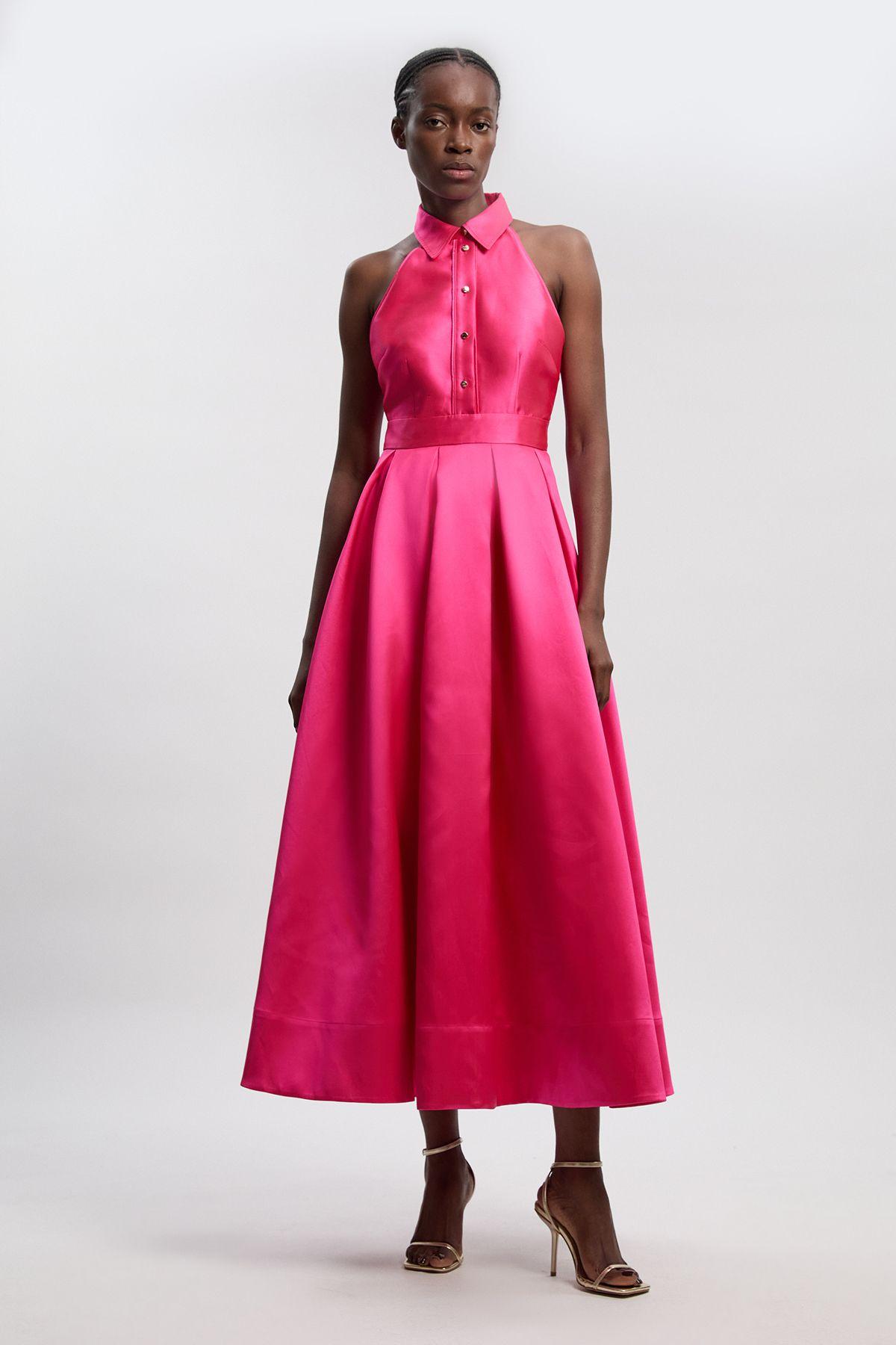 Twill Contrast Collared Woven Maxi Dress by KARENMILLEN