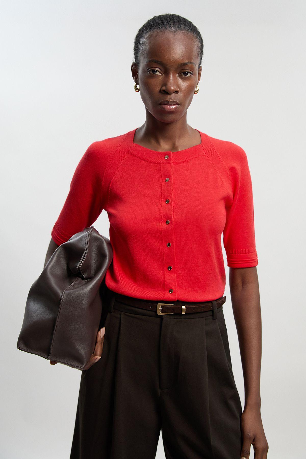 Viscose Blend Knitted Short Sleeve Cardigan by KARENMILLEN