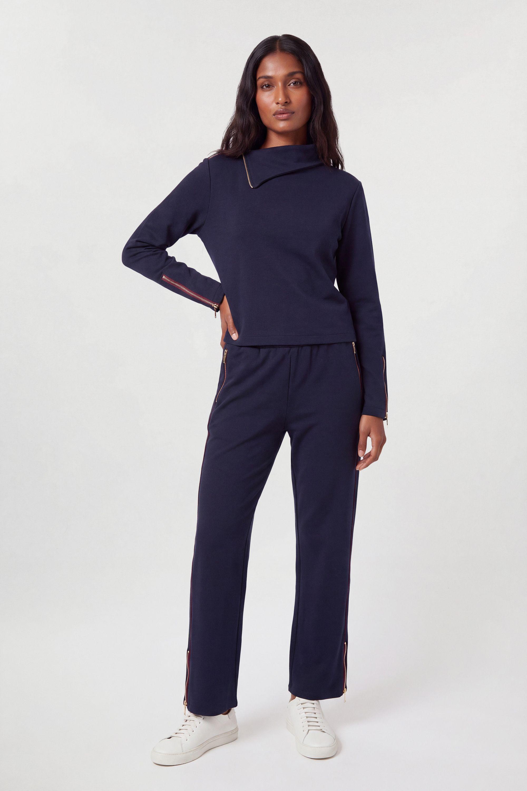 Viscose Blend Off Duty Zip Detail Sweatshirt by KARENMILLEN