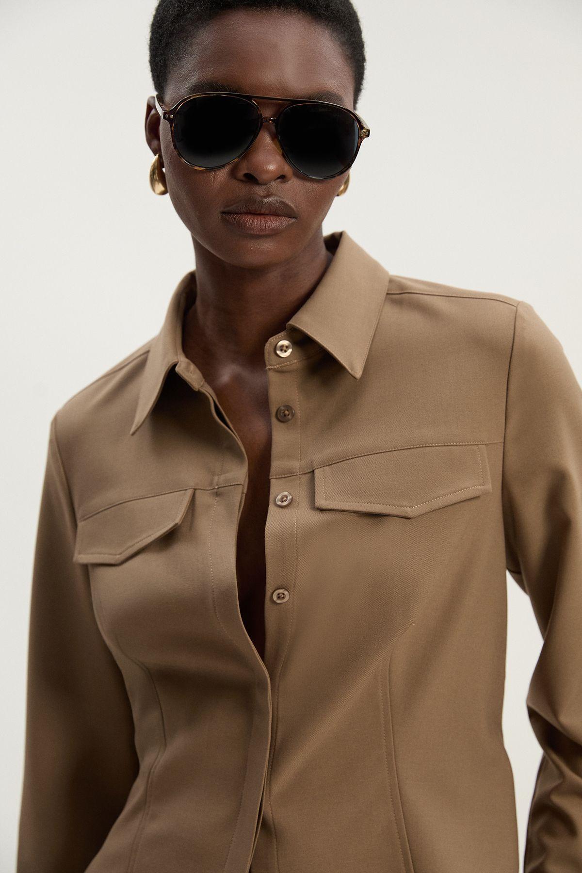 Viscose Blend Tailored Shirt by KARENMILLEN