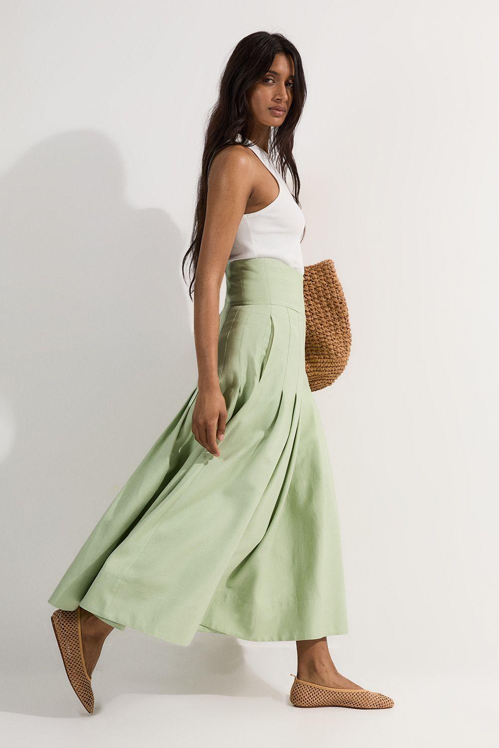 Viscose Linen Tailored Full Skirted Midaxi Skirt by KARENMILLEN