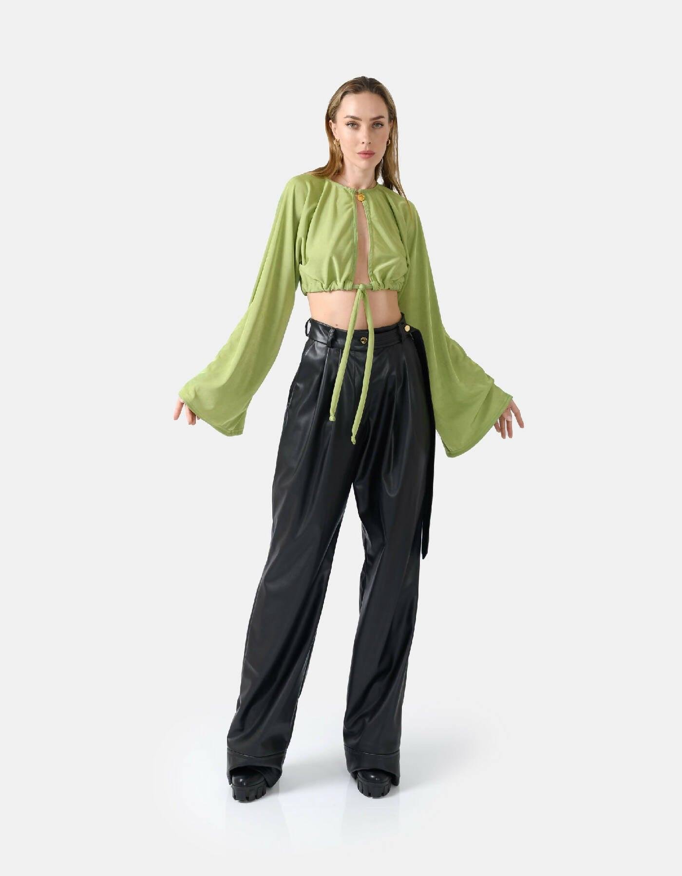 Serenity Cropped Cardigan Green by KARGEDE