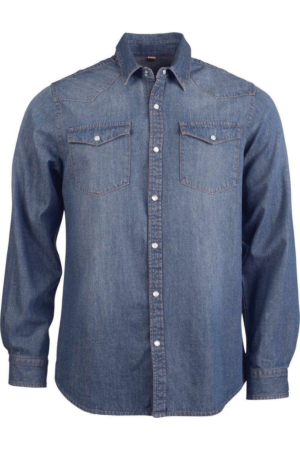 Long Sleeve Casual Denim Shirt by KARIBAN