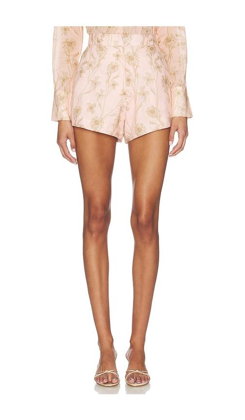 Karina Grimaldi Coral Print Shorts in Peach by KARINA GRIMALDI