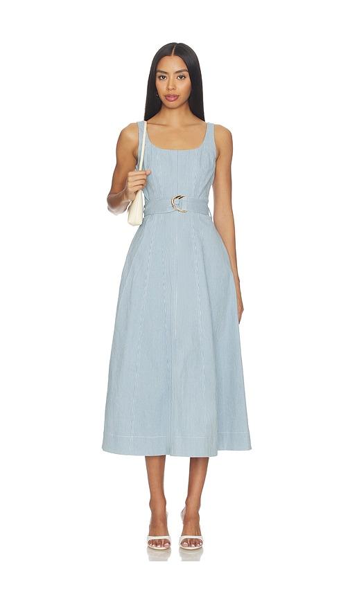 Karina Grimaldi Lilliana Denim Maxi Dress in Blue by KARINA GRIMALDI