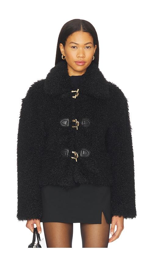 Karina Grimaldi Noelle Fur Jacket in Black by KARINA GRIMALDI