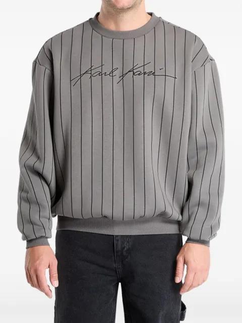 Autograph pinstripe embroidered-logo sweatshirt by KARL KANI