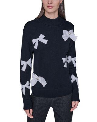 3D Bow Mock Neck Sweater by KARL LAGERFELD