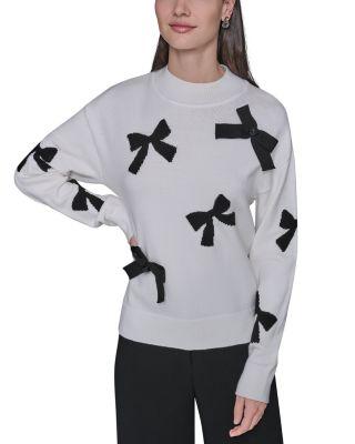 3D Bow Mock Neck Sweater by KARL LAGERFELD