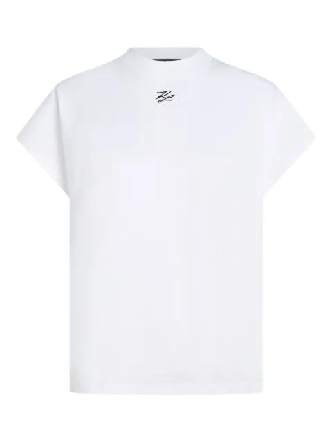 Autograph-embroidered short-sleeve T-shirt by KARL LAGERFELD