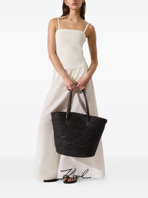 Autograph raffia beach bag by KARL LAGERFELD
