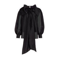 Bow-detail metallic blouse by KARL LAGERFELD