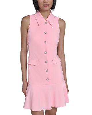 Collared Scuba Crepe A Line Dress by KARL LAGERFELD