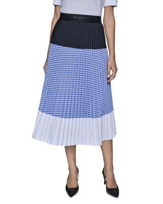 Colorblock Pleated Midi Skirt by KARL LAGERFELD