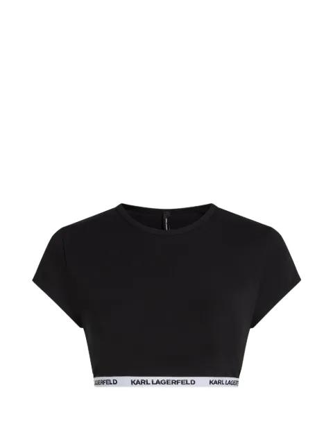 Essential logo-tape cropped cotton top by KARL LAGERFELD