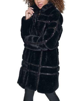 Faux Fur Sequined Coat by KARL LAGERFELD