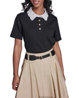Floral Collar Polo Top by KARL LAGERFELD