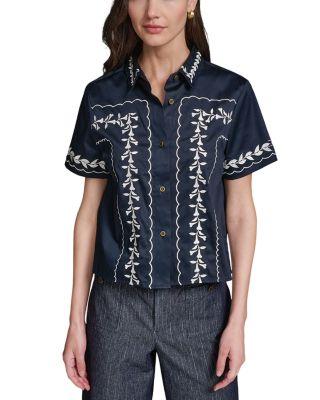 Floral Embroidered Classic Shirt by KARL LAGERFELD