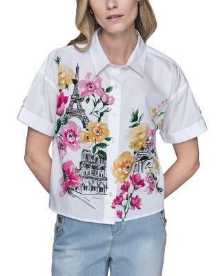 Floral Paris Poplin Shirt by KARL LAGERFELD