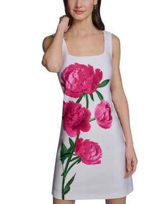 Floral Printed Scuba A Line Dress by KARL LAGERFELD