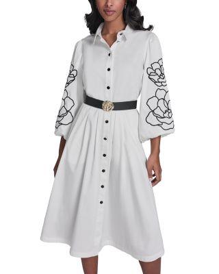 Floral Puff Sleeve Midi Dress by KARL LAGERFELD