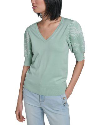 Floral Short Sleeve Sweater by KARL LAGERFELD