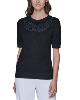 Floral Trimmed Sweater by KARL LAGERFELD
