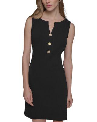 Flower Button Scuba Crepe Sheath Dress by KARL LAGERFELD