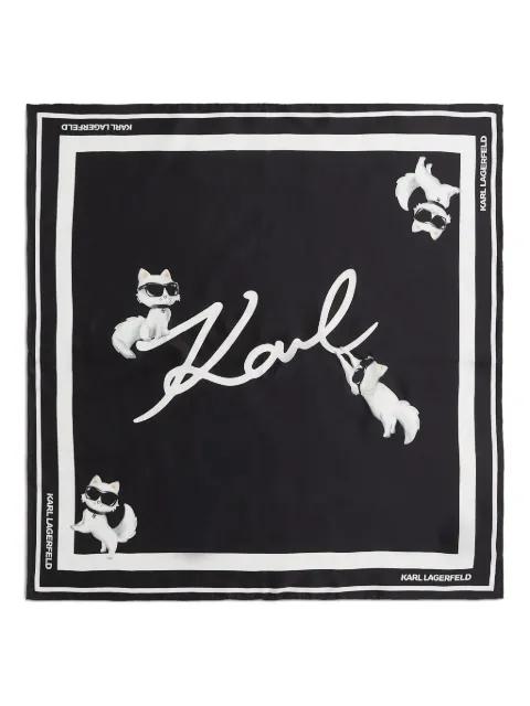 Ikon Choupette Signature silk scarf by KARL LAGERFELD