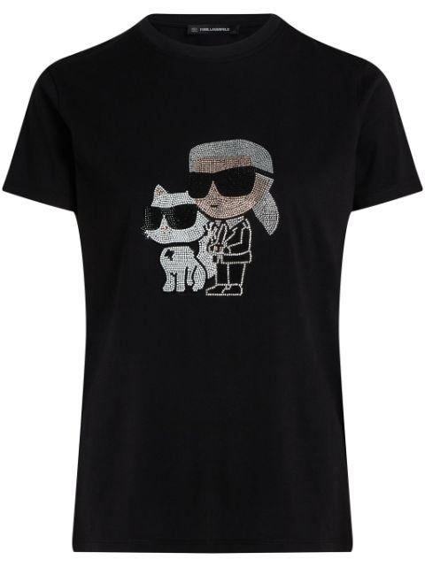 Ikon Choupette rhinestone T-shirt by KARL LAGERFELD