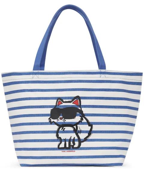 Ikon Choupette striped tote bag by KARL LAGERFELD