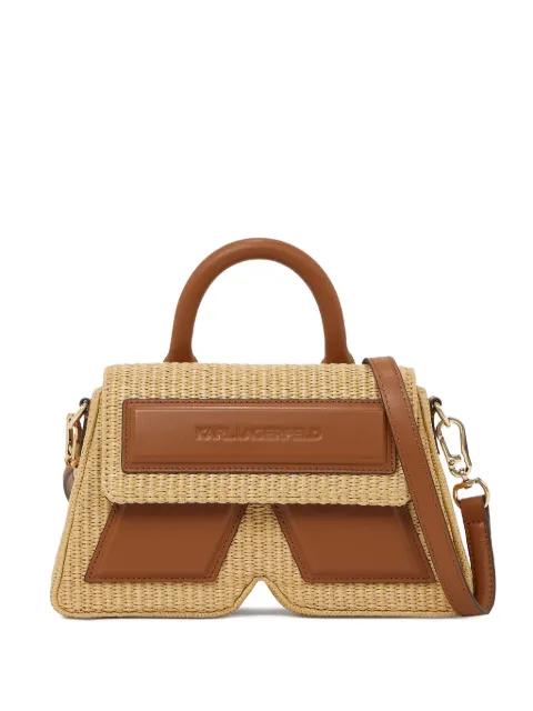 Ikon/K raffia cross body bag by KARL LAGERFELD
