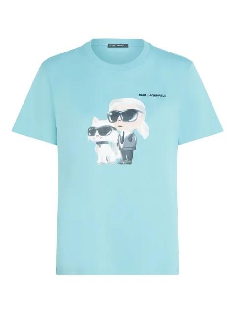Ikon Karl and Choupette graphic-print T-shirt by KARL LAGERFELD