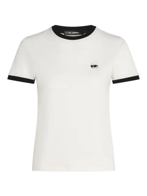 Ikon contrasting-trim petite T-shirt by KARL LAGERFELD