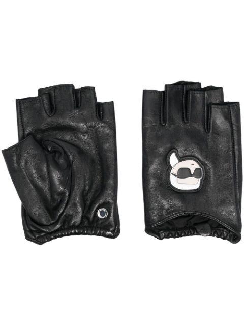 Ikon leather fingerless gloves by KARL LAGERFELD