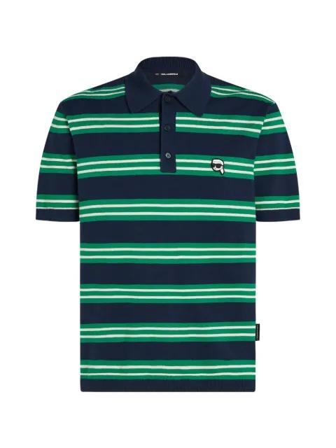 Ikon-patch striped polo shirt by KARL LAGERFELD