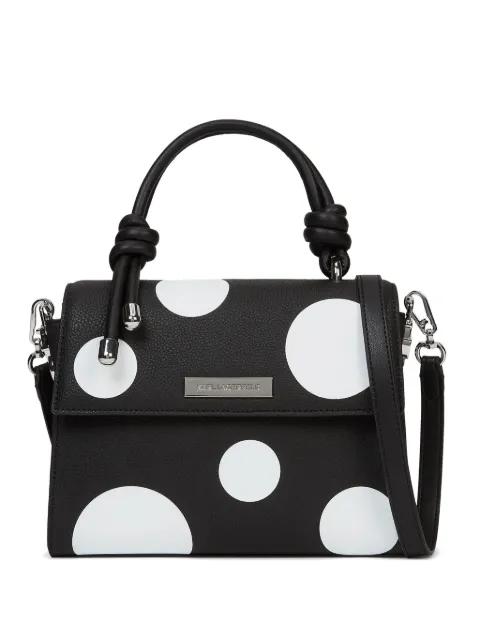 Ikon polka-dot pebble-grain crossbody bag by KARL LAGERFELD