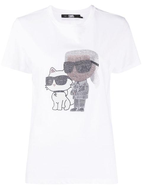 Ikon rhinestone-embellished T-shirt by KARL LAGERFELD