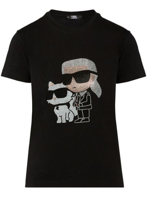 Ikon rhinestone-embellished T-shirt by KARL LAGERFELD