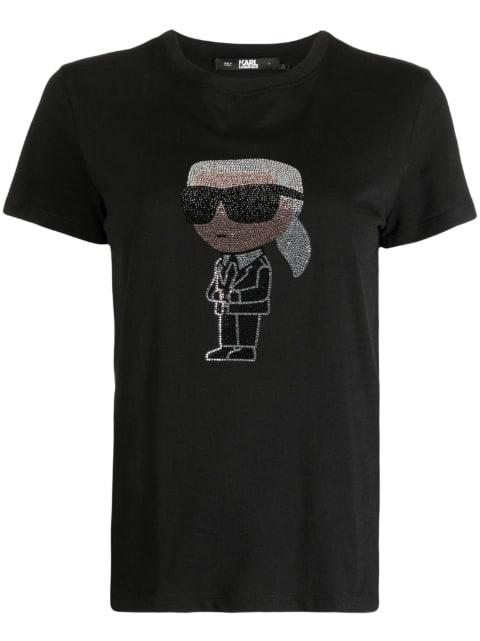 Ikon rhinestone-embellished T-shirt by KARL LAGERFELD