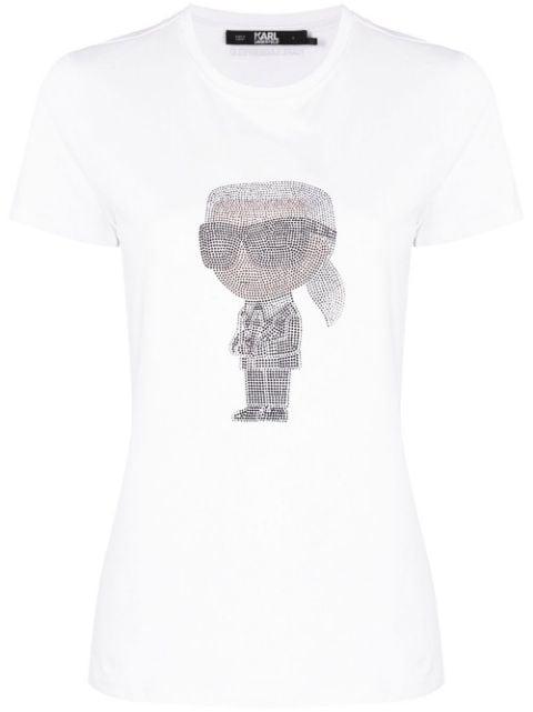Ikon rhinestone-embellished T-shirt by KARL LAGERFELD