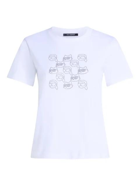 Ikon rhinestone logo-print T-shirt by KARL LAGERFELD